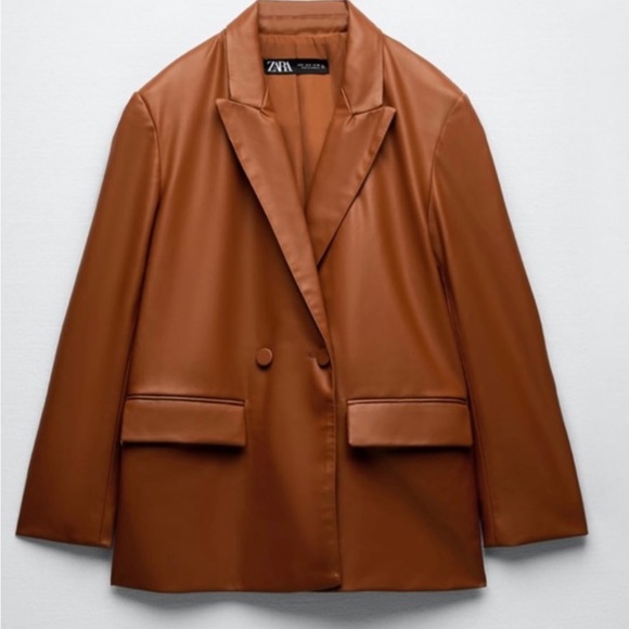 NWT Zara Faux Oversized Leather Blazer NWT - XS - Picture 1 of 4